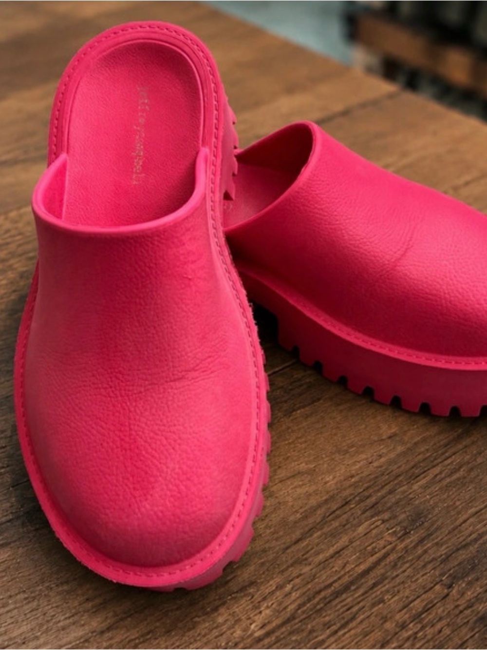 Jeffrey Campbell Jellie Bright Pink Slip-On Platform Mules for Women